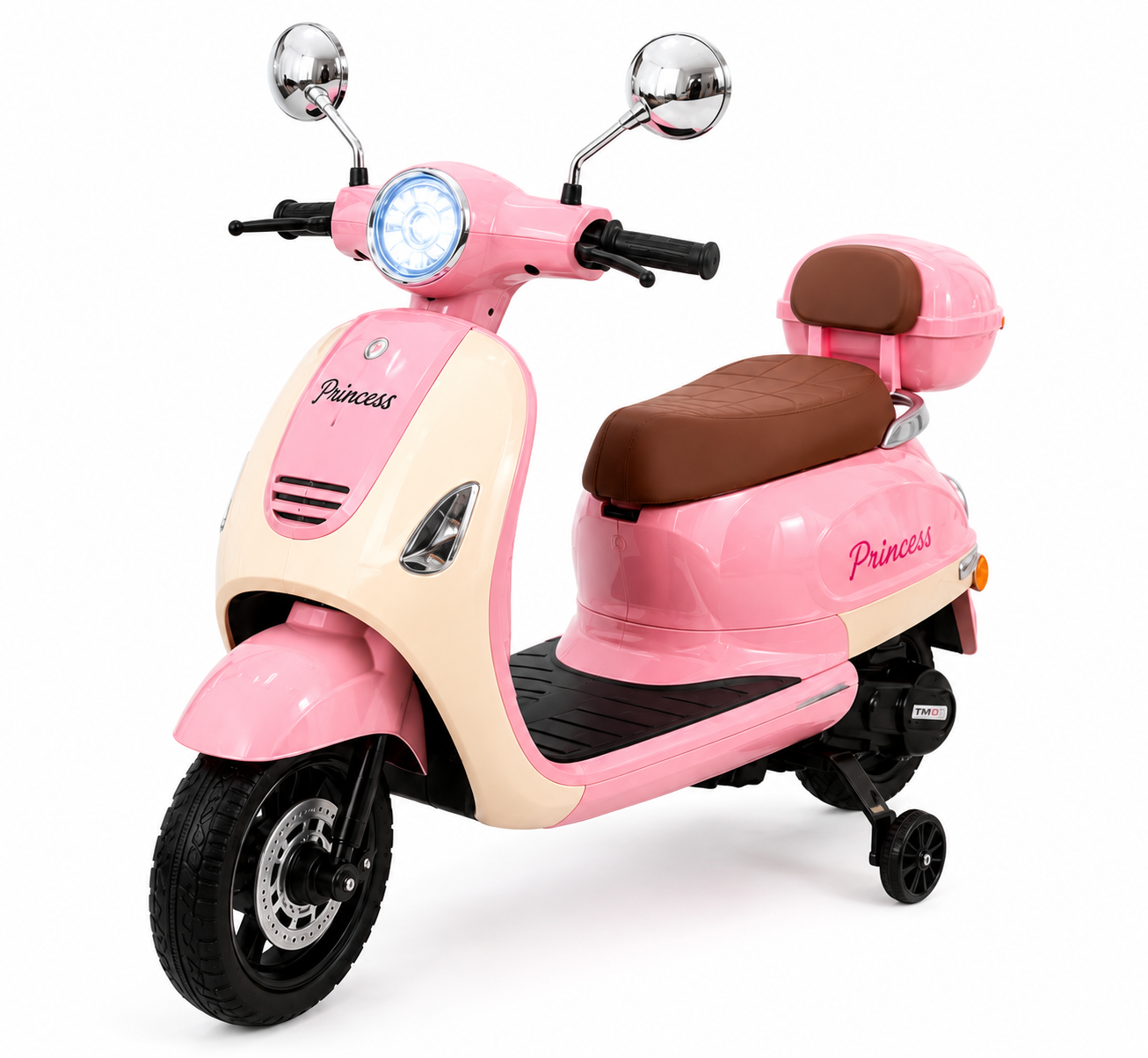 Kids Premium Electric Vespa Scooter with Parent Handle | 12V Battery Ride-On Scooter for Kids (Pink)