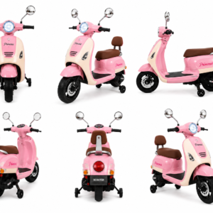 Kids Premium Electric Vespa Scooter with Parent Handle | 12V Battery Ride-On Scooter for Kids (Pink)