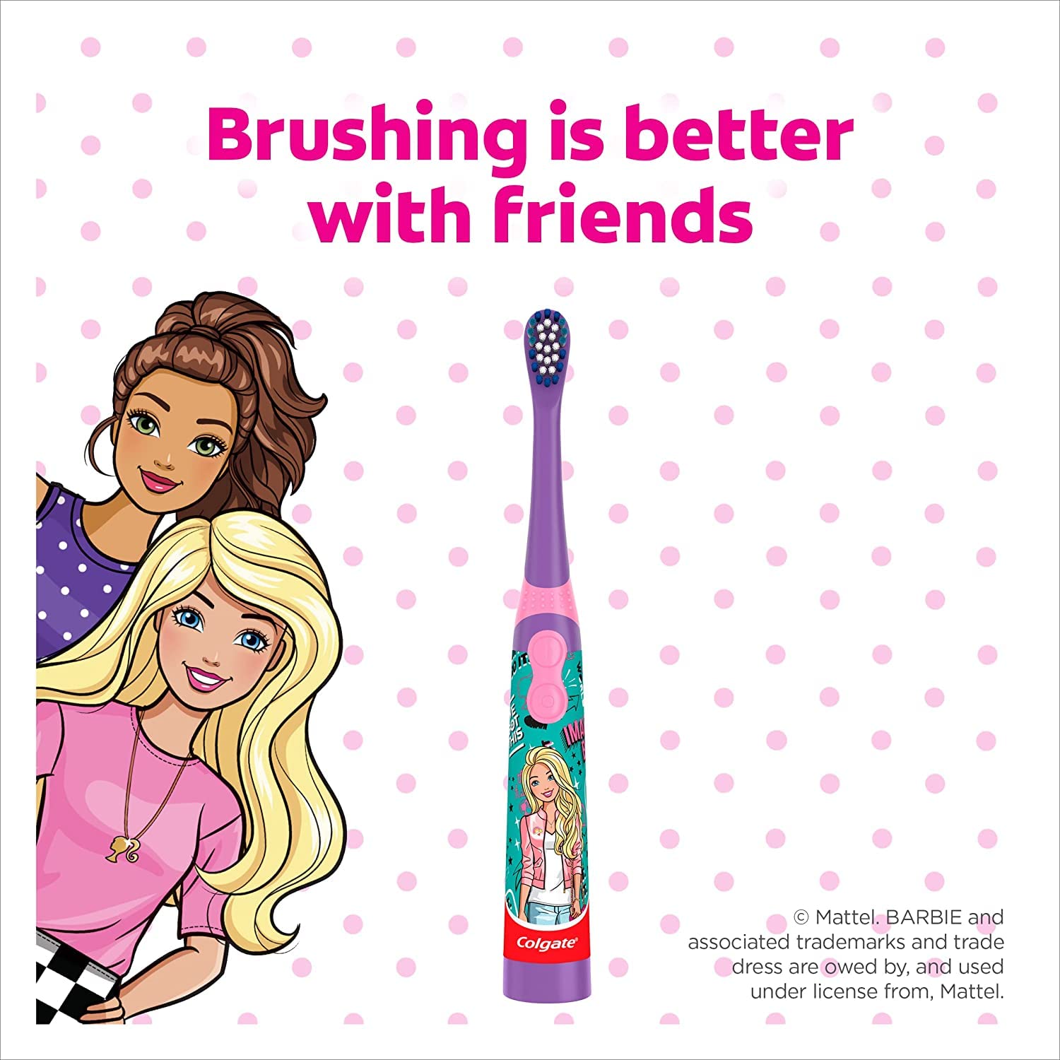 Colgate Barbie Toothbrush for kids, Battery Powered Electric Toothbrush, Age 3+, Kids toothbrush with Extra Soft Bristles and Slim Handle, Includes Replaceable Batteries - Image 6
