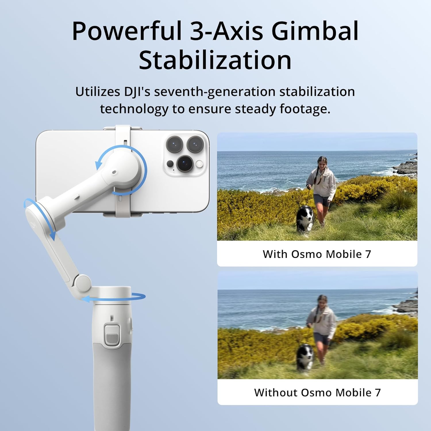 DJI Osmo Mobile 7 Gimbal Stabilizer for iPhone, Android, Built-in Tripod, Ultra-Light, 3-Axis Phone Gimbal,Activetrack 7.0,One-Tap Edit,Phone Charging Vlogging Stabilizer YouTube Video, Gray - Image 9