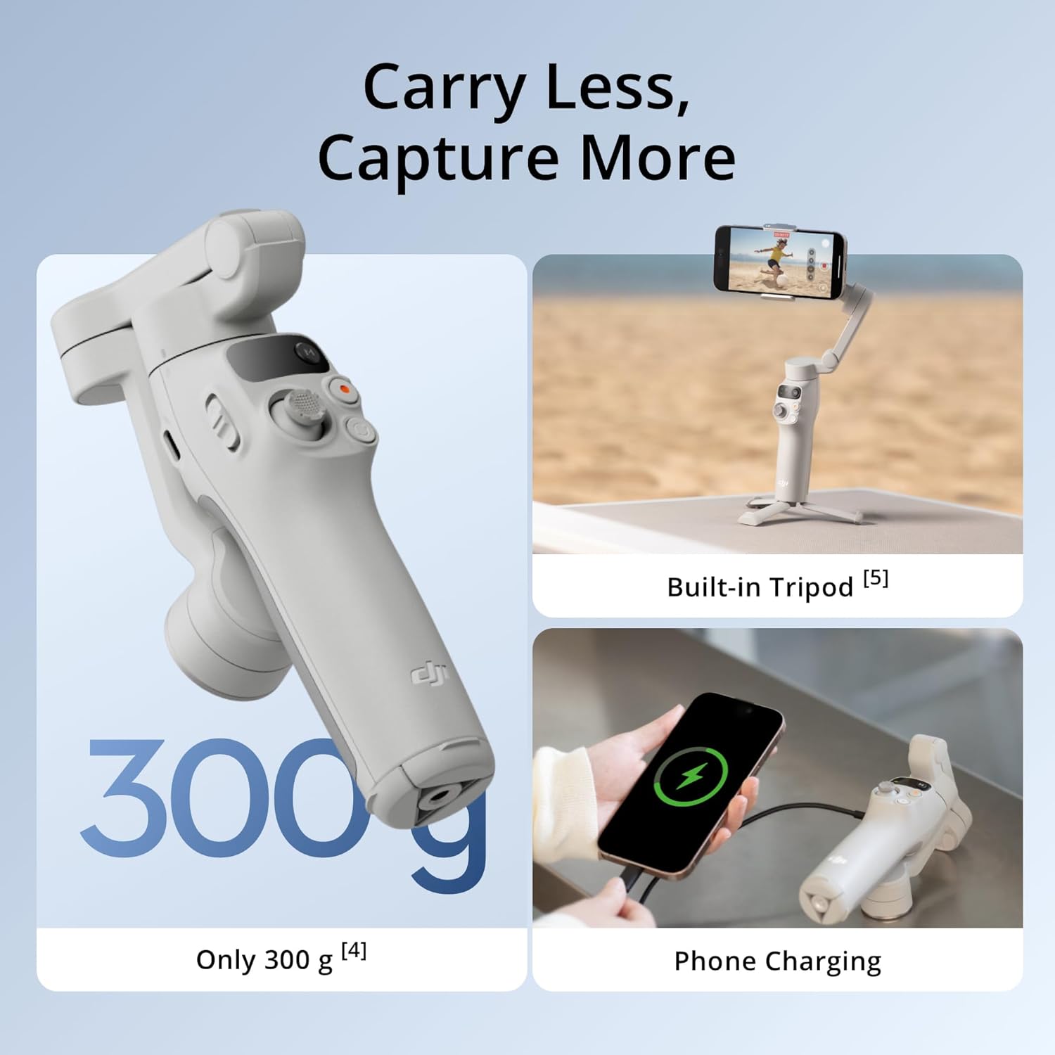 DJI Osmo Mobile 7 Gimbal Stabilizer for iPhone, Android, Built-in Tripod, Ultra-Light, 3-Axis Phone Gimbal,Activetrack 7.0,One-Tap Edit,Phone Charging Vlogging Stabilizer YouTube Video, Gray - Image 6