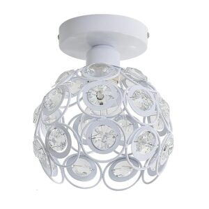 Homesake® Crystal Flush Mount Ceiling Light | Decorative Ceiling Lamp for Hallway, Bedroom, Living Room, Warm Light Home Decor Fixture, Light Fixture Ceiling Flush Mount (Dual Ring Black)