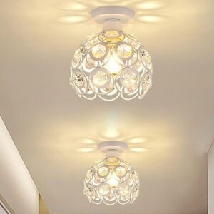 Homesake® Crystal Flush Mount Ceiling Light | Decorative Ceiling Lamp for Hallway, Bedroom, Living Room, Warm Light Home Decor Fixture, Light Fixture Ceiling Flush Mount (Dual Ring Black)