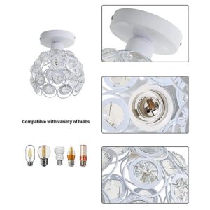 Homesake® Crystal Flush Mount Ceiling Light | Decorative Ceiling Lamp for Hallway, Bedroom, Living Room, Warm Light Home Decor Fixture, Light Fixture Ceiling Flush Mount (Dual Ring Black)