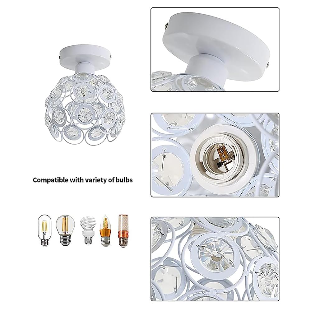 Homesake® Crystal Flush Mount Ceiling Light | Decorative Ceiling Lamp for Hallway, Bedroom, Living Room, Warm Light Home Decor Fixture, Light Fixture Ceiling Flush Mount (Dual Ring Black) - Image 2