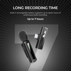 Digitek DWM-010 Mic Wireless with Type-C, Mic for YouTube Wireless Recording, 2.4GHz Wireless Microphone with Noise Reduction, 40m Range, 7H Battery, LED Light Indicator
