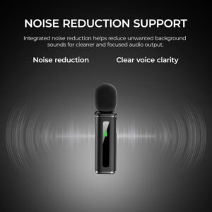 Digitek DWM-010 Mic Wireless with Type-C, Mic for YouTube Wireless Recording, 2.4GHz Wireless Microphone with Noise Reduction, 40m Range, 7H Battery, LED Light Indicator