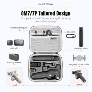 LEQTRONIQ Osmo Mobile 7P/8 Case, Portable PU Shoulder Bag for DJI OM 7 Pro/OM8 Gimbal Stabilizer Travel Case (Gimbal not Included)