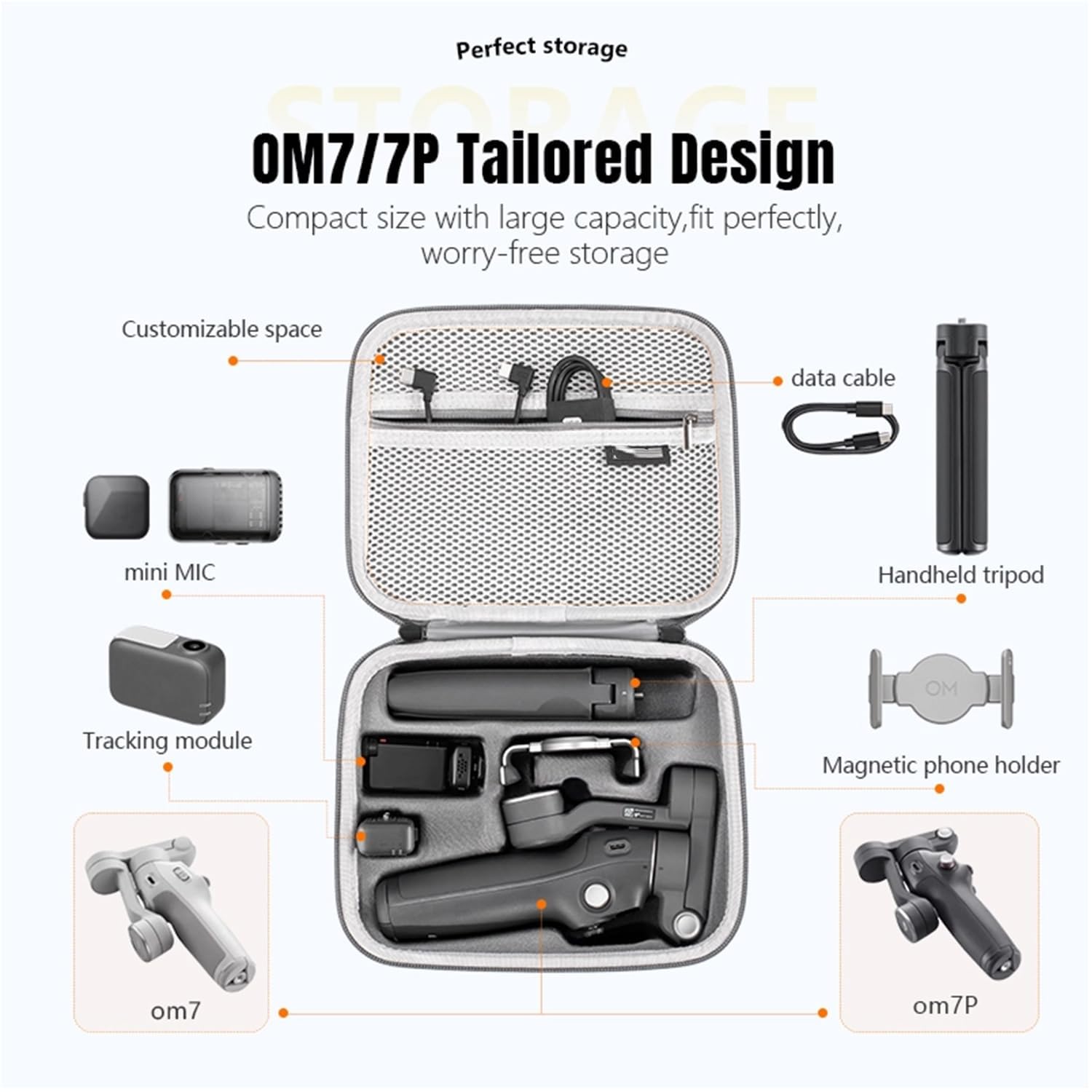 LEQTRONIQ Osmo Mobile 7P/8 Case, Portable PU Shoulder Bag for DJI OM 7 Pro/OM8 Gimbal Stabilizer Travel Case (Gimbal not Included) - Image 6