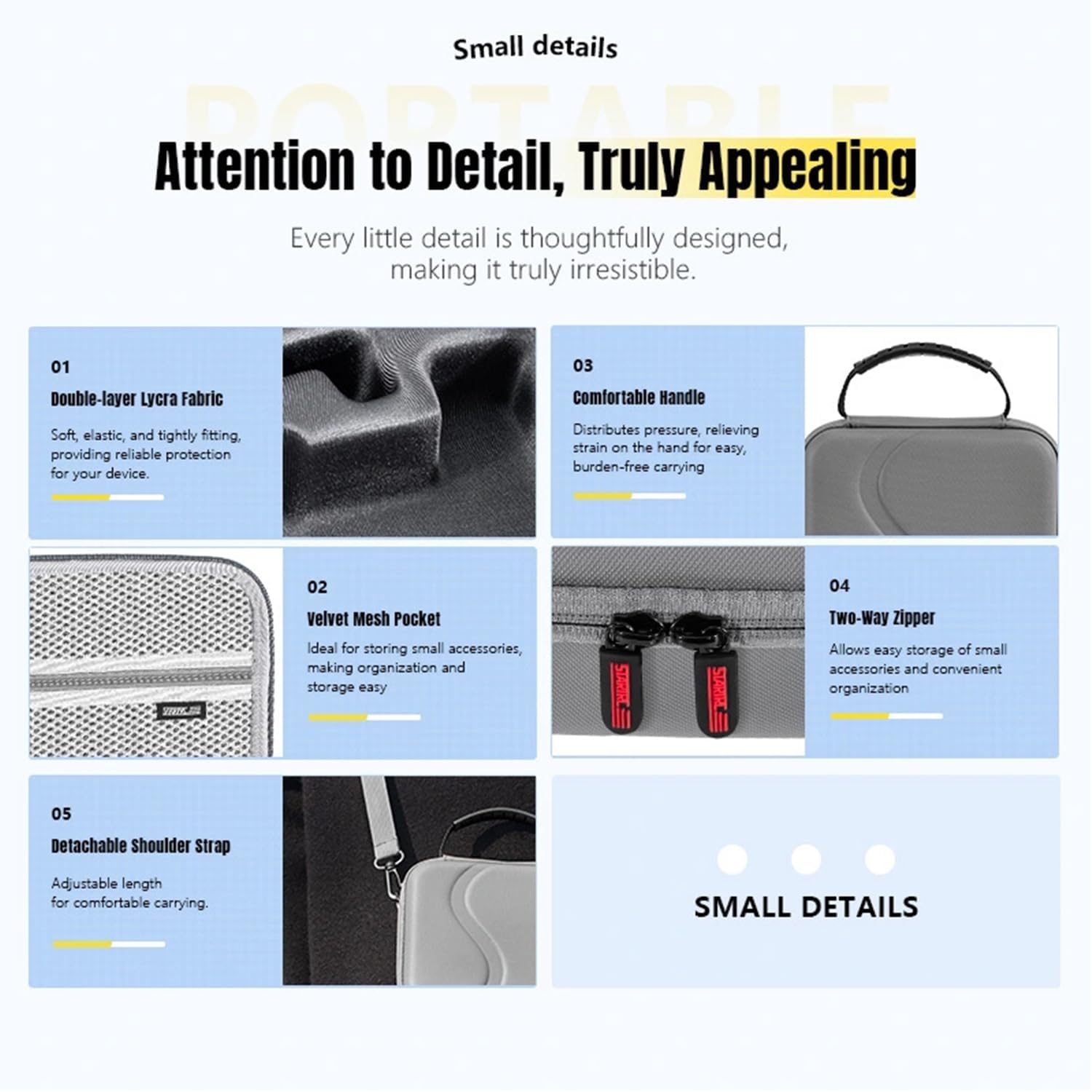 LEQTRONIQ Osmo Mobile 7P/8 Case, Portable PU Shoulder Bag for DJI OM 7 Pro/OM8 Gimbal Stabilizer Travel Case (Gimbal not Included) - Image 4