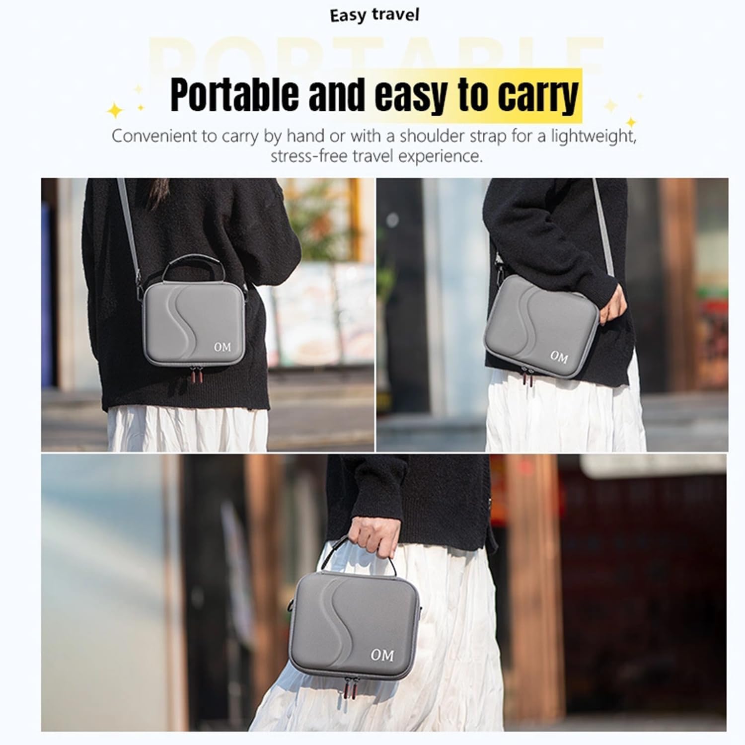 LEQTRONIQ Osmo Mobile 7P/8 Case, Portable PU Shoulder Bag for DJI OM 7 Pro/OM8 Gimbal Stabilizer Travel Case (Gimbal not Included) - Image 2