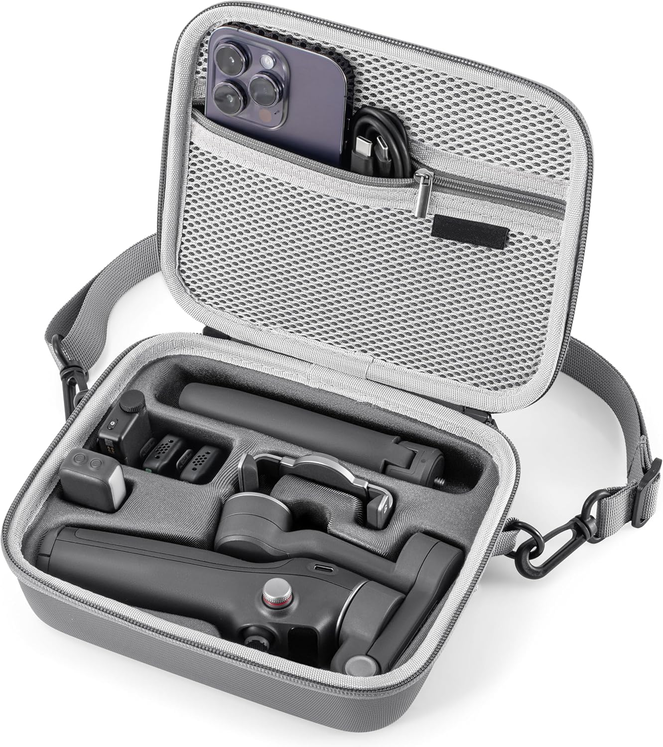 LEQTRONIQ Osmo Mobile 7P/8 Case, Portable PU Shoulder Bag for DJI OM 7 Pro/OM8 Gimbal Stabilizer Travel Case (Gimbal not Included)