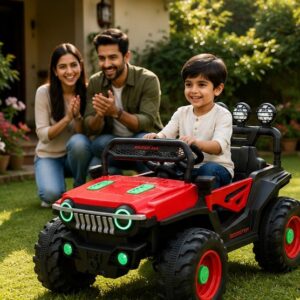 Haizer Kids Electric Jeep SUV 4x4 Ride-On Jeep for Kids (12V Battery Operated Electric SUV) – Red & Black