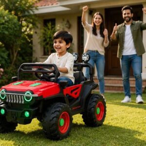 Haizer Kids Electric Jeep SUV 4x4 Ride-On Jeep for Kids (12V Battery Operated Electric SUV) – Red & Black