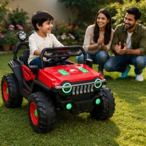 Haizer Kids Electric Jeep SUV 4x4 Ride-On Jeep for Kids (12V Battery Operated Electric SUV) – Red & Black