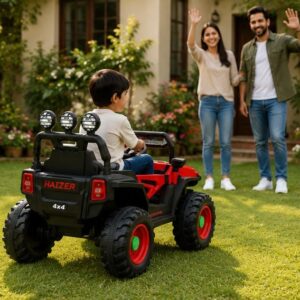 Haizer Kids Electric Jeep SUV 4x4 Ride-On Jeep for Kids (12V Battery Operated Electric SUV) – Red & Black