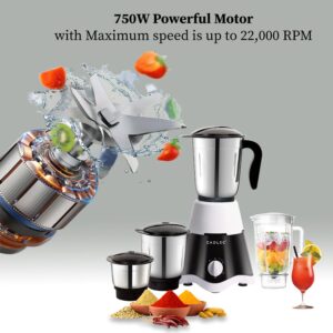 Cadlec JarGenie 4 Jar 750 Watt Mixer Grinder | High-Power Juicer, Blender & Mixer | Durable ABS Body | Multi-Function for Juicing & Blending | 2-Year Warranty