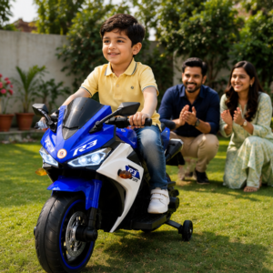 Kids Premium Electric Sports Bike | R3 Super Sports Ride-On Bike 12V Battery Operated Kids Electric Bike (Blue)
