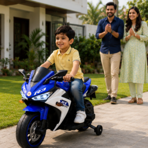 Kids Premium Electric Sports Bike | R3 Super Sports Ride-On Bike 12V Battery Operated Kids Electric Bike (Blue)