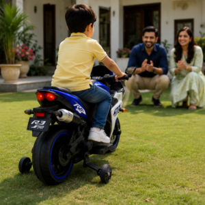 Kids Premium Electric Sports Bike | R3 Super Sports Ride-On Bike 12V Battery Operated Kids Electric Bike (Blue)