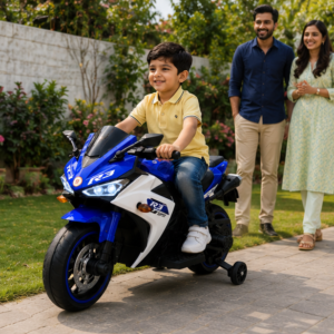 Kids Premium Electric Sports Bike | R3 Super Sports Ride-On Bike 12V Battery Operated Kids Electric Bike (Blue)