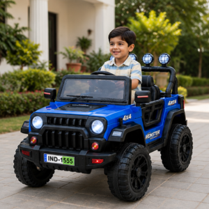 Kids Premium Electric 4x4 Jeep | Monster 4x4 12V Battery Operated Kids Electric Car (Blue)