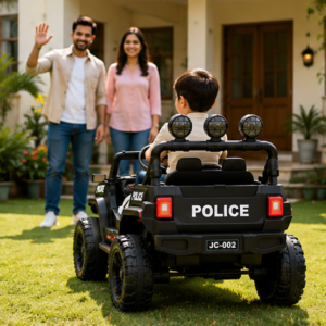 Kids Electric Jeep | Police Ride-On Car with LED Lights & Parental Remote Control (12V Battery Jeep for Kids)