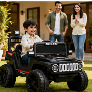 Best Kids Electric Jeep | Speed 4x4 Off-Road 12V Battery Operated Ride-On Car with LED Lights, Music & Parental Remote | Black