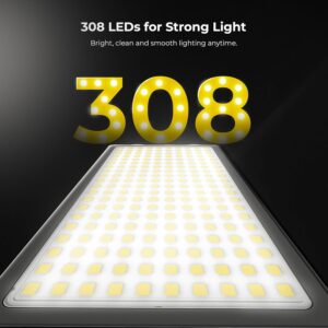 Digitek (LED-D308) 25W Bi-Color LED Video Light with Hot Shoe Mount, 2700K–6500K Adjustable Color Temperature, 308 LEDs, 2860LM Brightness, For YouTube, Photography, Video Shoot (Battery Not Included)