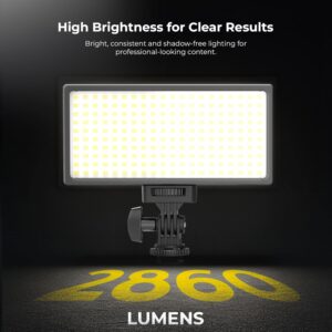 Digitek (LED-D308) 25W Bi-Color LED Video Light with Hot Shoe Mount, 2700K–6500K Adjustable Color Temperature, 308 LEDs, 2860LM Brightness, For YouTube, Photography, Video Shoot (Battery Not Included)