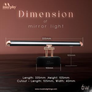 Murphy 6W 3-in-1 Color Chnaging Black Rose Gold Finish LED Mirror Picture Wall Light,Bathroom Vanity Led Mirror Light with 2 Year Warranty (Cool White/Warm White/Natural White)-Pack of 1