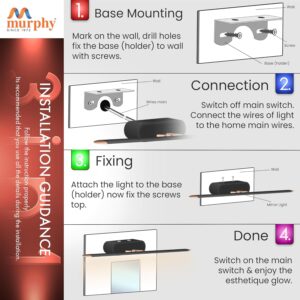 Murphy 6W 3-in-1 Color Chnaging Black Rose Gold Finish LED Mirror Picture Wall Light,Bathroom Vanity Led Mirror Light with 2 Year Warranty (Cool White/Warm White/Natural White)-Pack of 1