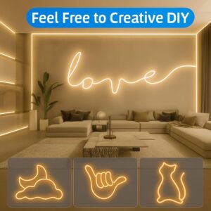 Gesto 16.4 Feet Neon LED Strip Light with 12V Adapter | Cuttable Flexible Waterproof Rope Light for Wall Decor,Indoor & Outdoor Decoration,Custom Names,Signage & Diwali Decorative Lighting-Warm White