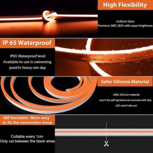 Gesto 16.4 Feet Neon LED Strip Light with 12V Adapter | Cuttable Flexible Waterproof Rope Light for Wall Decor,Indoor & Outdoor Decoration,Custom Names,Signage & Diwali Decorative Lighting-Warm White