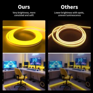 Neon Strip Light, 16.4 feet (5 Meter), Flexible Silicone LED Rope, IP65 Waterproof, with 12V Adaptor, for Bedroom, Gaming Room & Home Decor | (Yellow)