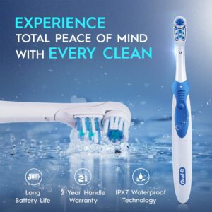 Oral B Cross Action AA Battery Electric Toothbrush for Adults, 90 Day Battery, 2 Year Warranty by Oral-B, IPX7 Water Resistant, Soft Crisscross Bristles (Blue, 1)