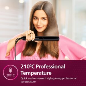 Philips India's No.1 Hair Styling Brand Selfie Hair Straightener, Minimized Heat Damage,SilkPro Care, Ceramic Plates,Smooth Shiny Straight Hair, 210°C Temp, Salon like Result | For Indian Hair, HP8302