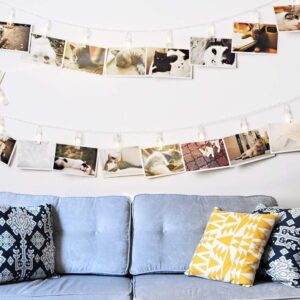 MIRADH Led Photo String Lights- 20 Photo Plug Powered Fairy Lights,Lights (10 Feet,Warm White 20 Clips,Corded Electric,Plastic),3 meters