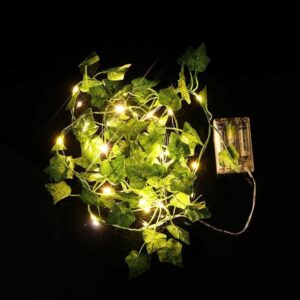 MoonlitDreams Artificial Ivy Plant Vine with Warm White LED String Lights, 7ft Hanging Creeper for Bedroom, Wall, Balcony & Home Decoration, Battery Operated Fairy Lights