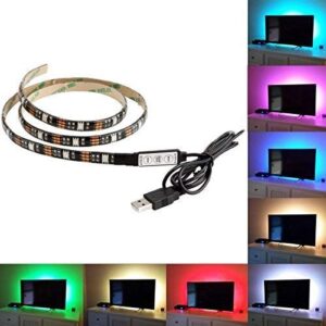 XERGY USB 5V 5050 RGB Led Flexible Strip Light Multi-Color Changing Lighting Kit, Tv Background Lighting with Mini Controller for Tv Pc Laptop Bias Lighting (1 Meter for Tv'S Upto 28") 1 Meters