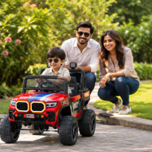 Speed Jeep 8888 Kids Electric Jeep | 12V Battery Operated Ride-On Car with Remote Control, LED Lights & Music (Red)