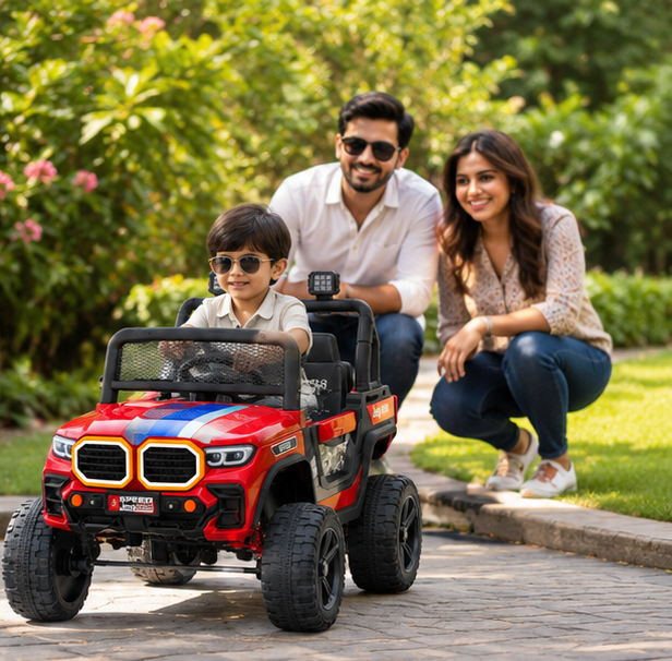 Speed Jeep 8888 Kids Electric Jeep | 12V Battery Operated Ride-On Car with Remote Control, LED Lights & Music (Red) - Image 5