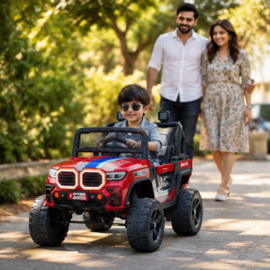 Speed Jeep 8888 Kids Electric Jeep | 12V Battery Operated Ride-On Car with Remote Control, LED Lights & Music (Red)