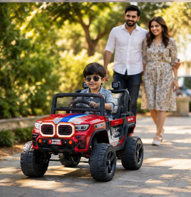 Speed Jeep 8888 Kids Electric Jeep | 12V Battery Operated Ride-On Car with Remote Control, LED Lights & Music (Red) - Image 6