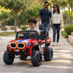 Speed Jeep 8888 Kids Electric Jeep | 12V Battery Operated Ride-On Car with Remote Control, LED Lights & Music (Red)
