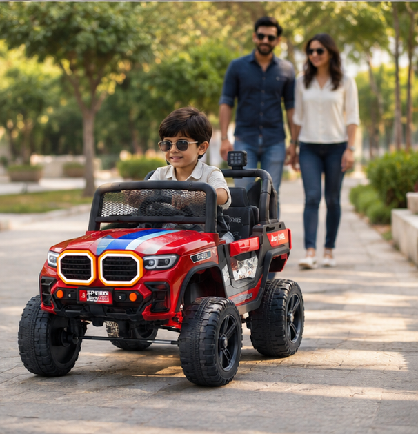 Speed Jeep 8888 Kids Electric Jeep | 12V Battery Operated Ride-On Car with Remote Control, LED Lights & Music (Red) - Image 7