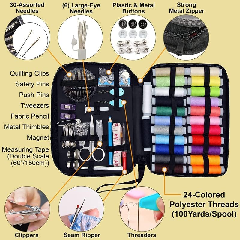 Gemsy 102 Pcs Premium Sewing Kit Box | Tailoring tools Combo with Accessories, Scissors, Thread, Needles, Measuring tape | Sui Dhaga Portable, stitching items box for Home, Ladies, Multipurpose, travel, DIY - Image 7