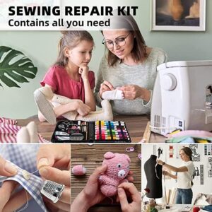 Gemsy 102 Pcs Premium Sewing Kit Box | Tailoring tools Combo with Accessories, Scissors, Thread, Needles, Measuring tape | Sui Dhaga Portable, stitching items box for Home, Ladies, Multipurpose, travel, DIY