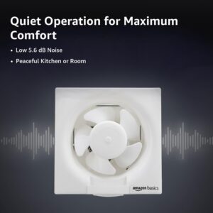 Amazon Basics Ventilation 6" Fan | 30W | 5 Blades | 150 mm | 5.6 dB Low Noise | Window Mount | Wall Switch Control | White Plastic