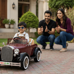 Vintage Royal Classic Kids Electric Car – 12V Battery Operated Ride-On Car with Remote Control